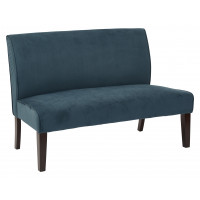 OSP Home Furnishings LAG52-V14 Laguna Loveseat in Azure Velvet Fabric and Dark Espresso Legs